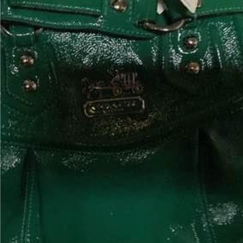 Coach Emerald Green Patent Leather Shoulder Bag - Picture 6 of 12